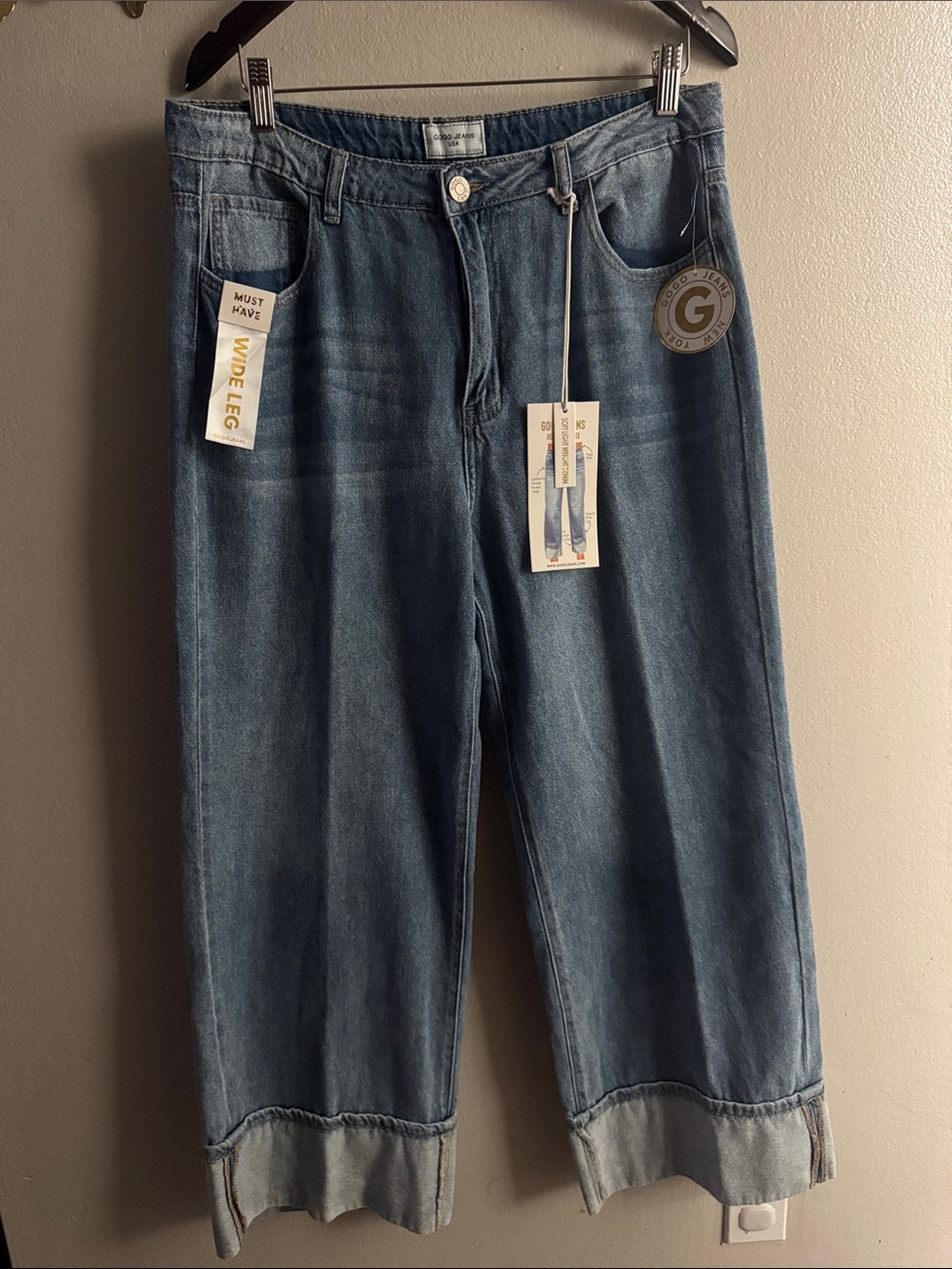 GOGO Wide Leg Jeans - Blue Denim